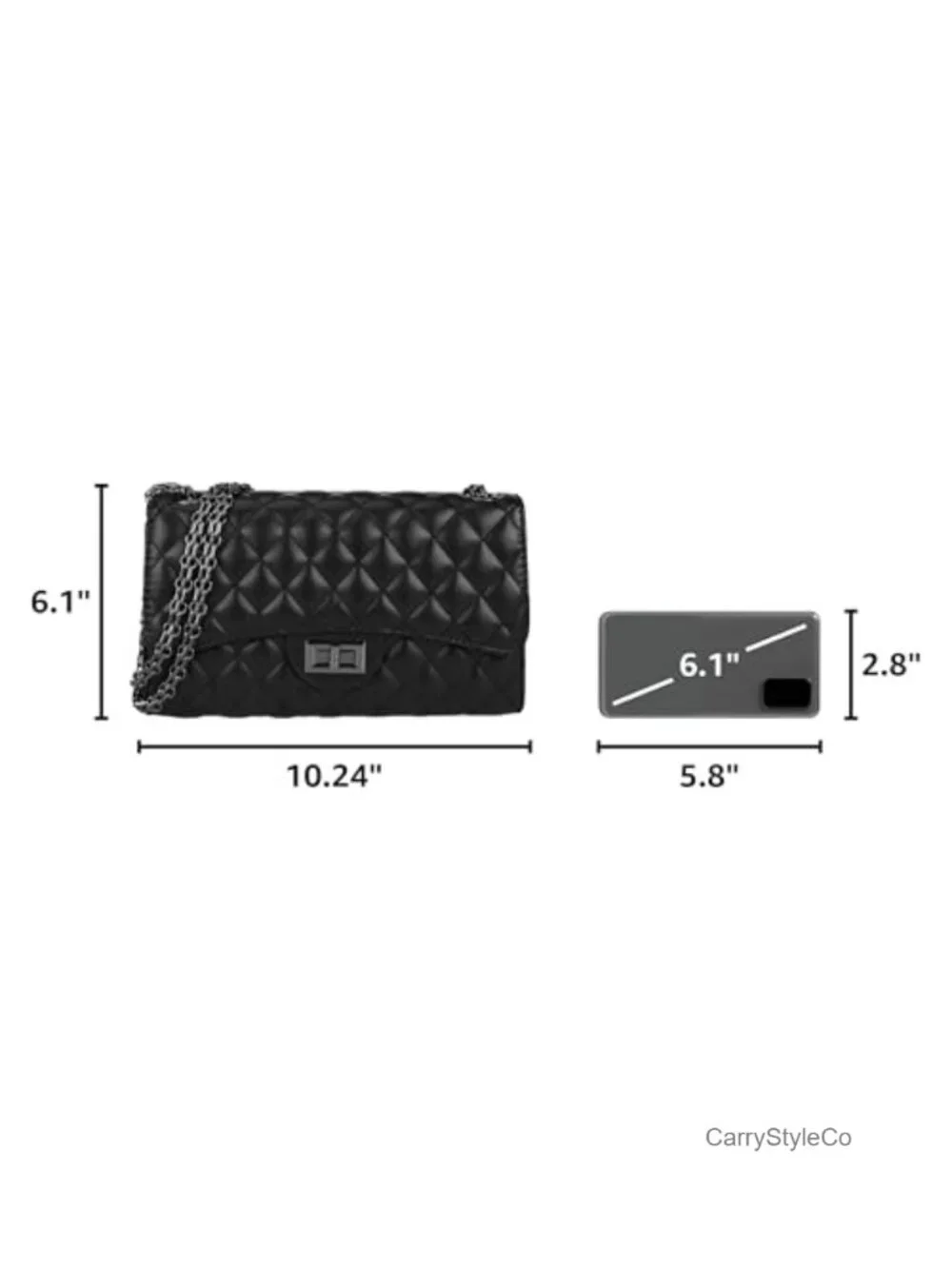 Quilted Faux Leather Crossbody Bag Women Adjustable Chain Strap Shoulder Purse